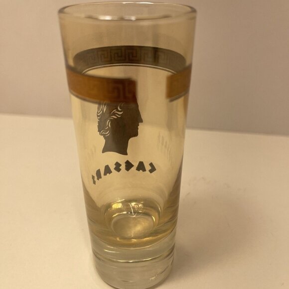 Vintage Caesars Palace Gold Trim Glass Tumbler With Roman Head Design - Picture 3 of 7
